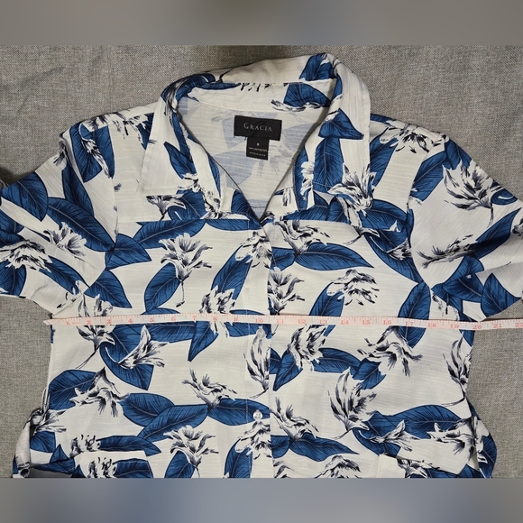 Gracia Blue and White Midi Shirt Dress Sz Small - Picture 12 of 14